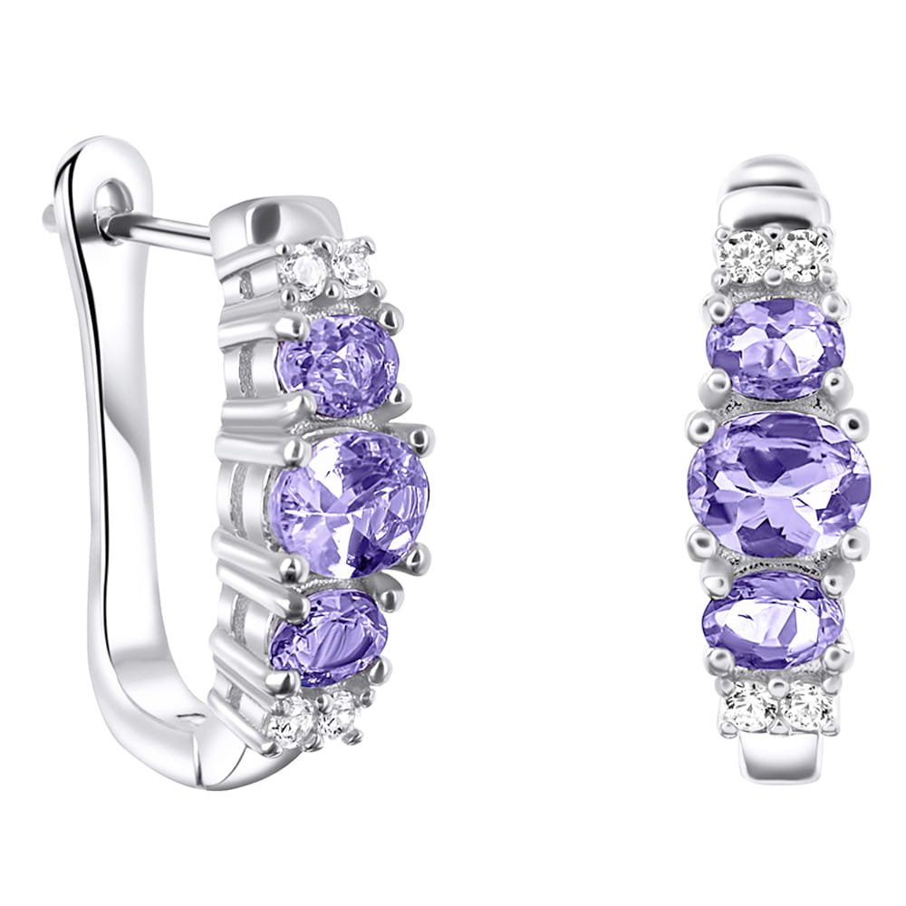 ENAYA ERIN Srebrne kolczyki tanzanity angielskie zapięcie 1,8 ct.