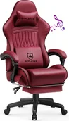 Fotele gamingowe - GTPLAYER Fotel gamingowy ACE PRO, ergonomiczny fotel biurowy z odchylanymi podłokietnikami i podnóżkiem, głośniki Hi-Fi, imponująca atmosfera dźwięku, czerwony - miniaturka - grafika 1