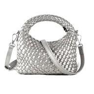 Torebki damskie - Woven Purse For Women, Small Crossbody Tote Bag with Detachable Shoulder Strap, Girls Top Handle Handbag (Silver) - miniaturka - grafika 1
