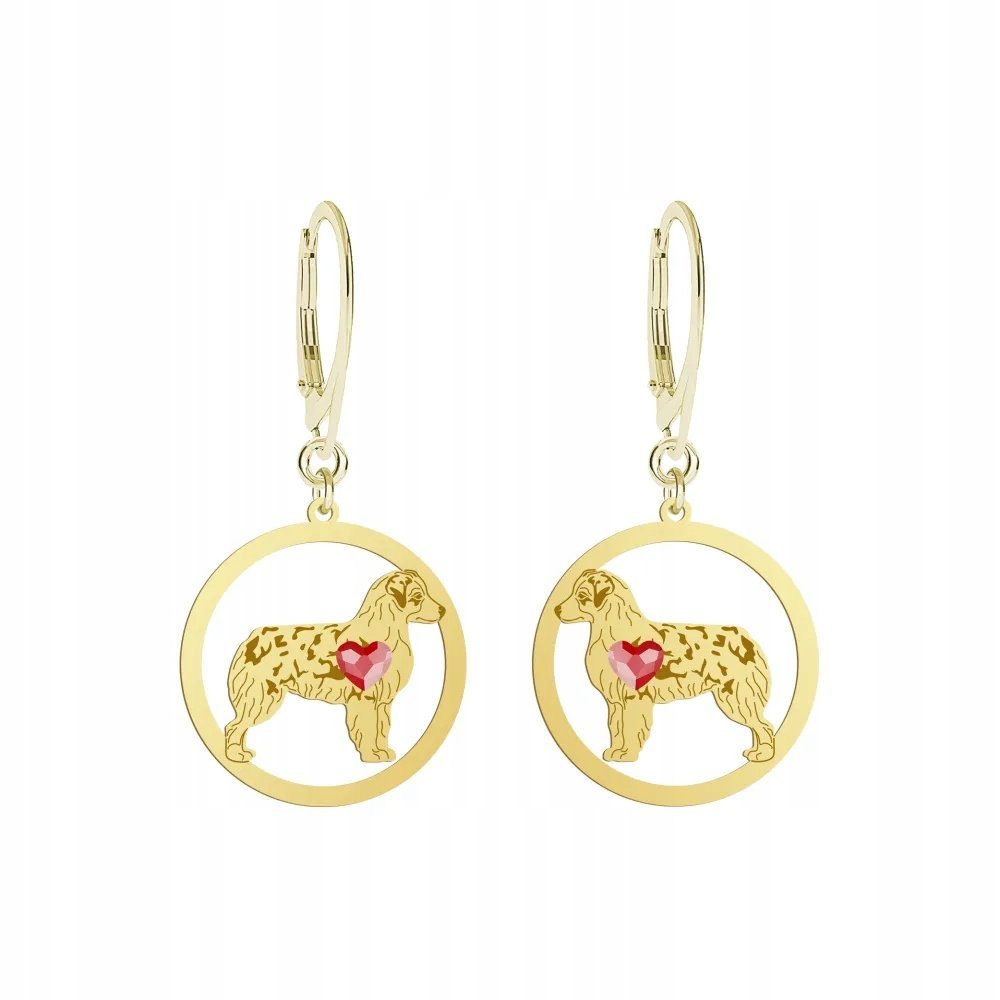 Kolczyki Złote z psem Miniaturowy Owczarek Amerykański 925 Urodziny GRAWER