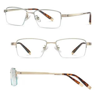 Ultralekkie tytanowe okulary zerówki z filtrem Blue Light do komputera Złote TN828B - Okulary korekcyjne, oprawki, szkła - miniaturka - grafika 1