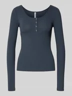 Bluzki damskie - Bluzka z długim rękawem o kroju slim fit z mieszanki bawełny model ‘KITTE’ - miniaturka - grafika 1