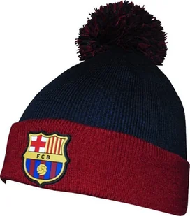 Czapka Zimowa FC Barcelona z Pomponem Herb Logo Granatowa DZIECIĘCA 52/54 - Czapki damskie - miniaturka - grafika 1