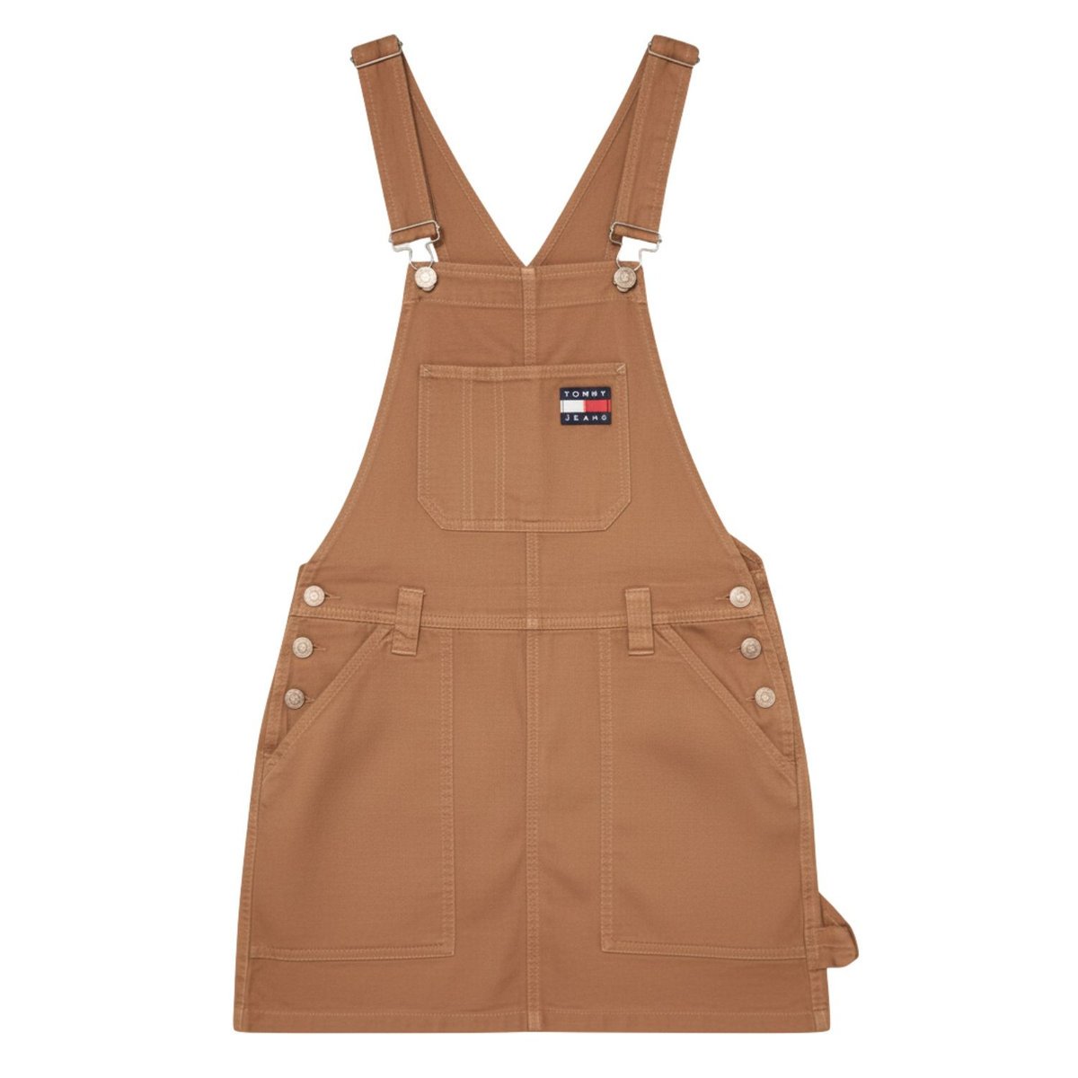 Sukienka damska Tommy Jeans Dungaree mini ogrodniczka brązowa-S