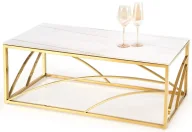 Ławy i stoliki kawowe - Złota ława glamour z blatem bialy marmur S5-D63 - miniaturka - grafika 1