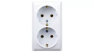 Gniazdka elektryczne - Ospel Gniazdo podwójne z uziemieniem schuko, kolor biały GN-2BS/00 - miniaturka - grafika 1