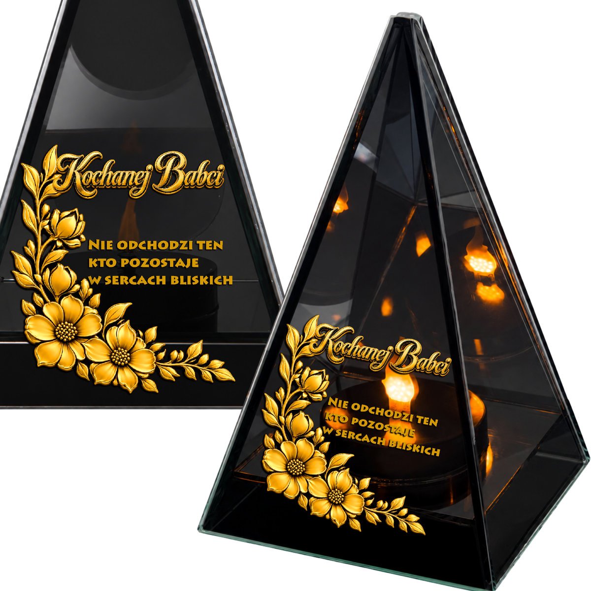 Znicz Lustrzany Lampion Solarny 3D Nadruk UV Dla Babci Elegancki