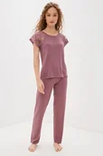 Bielizna nocna - Damska bambusowa piżama SUSANA Jagodowy XL - miniaturka - grafika 1