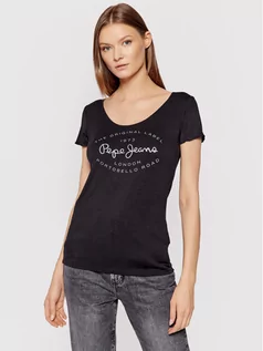Koszulki i topy damskie - Pepe Jeans T-Shirt Paiges PL505020 Czarny Slim Fit - grafika 1