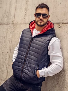 Granatowa pikowana kamizelka męska z kapturem Denley 7106A - Kamizelki męskie Granatowa pikowana kamizelka męska z kapturem Denley 7106A - Kamizelki męskie - miniaturka - grafika 1