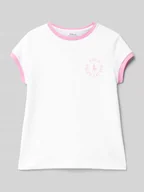 Koszulki dla dziewczynek - T-shirt z nadrukiem z logo - miniaturka - grafika 1
