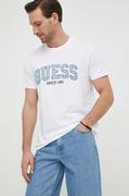 Koszulki męskie - Guess t-shirt bawełniany męski kolor biały z aplikacją - miniaturka - grafika 1