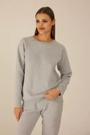 Dresy damskie - Szara bluza bez kaptura : Kolor - Szary melanż, Rozmiar - 34 - Bombshe - miniaturka - grafika 1