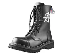 Botki męskie - glany STEADY'S - 10 dziurek, czarne / ANARCHY BIAŁA (STE/10/HAFT)-37 - miniaturka - grafika 1