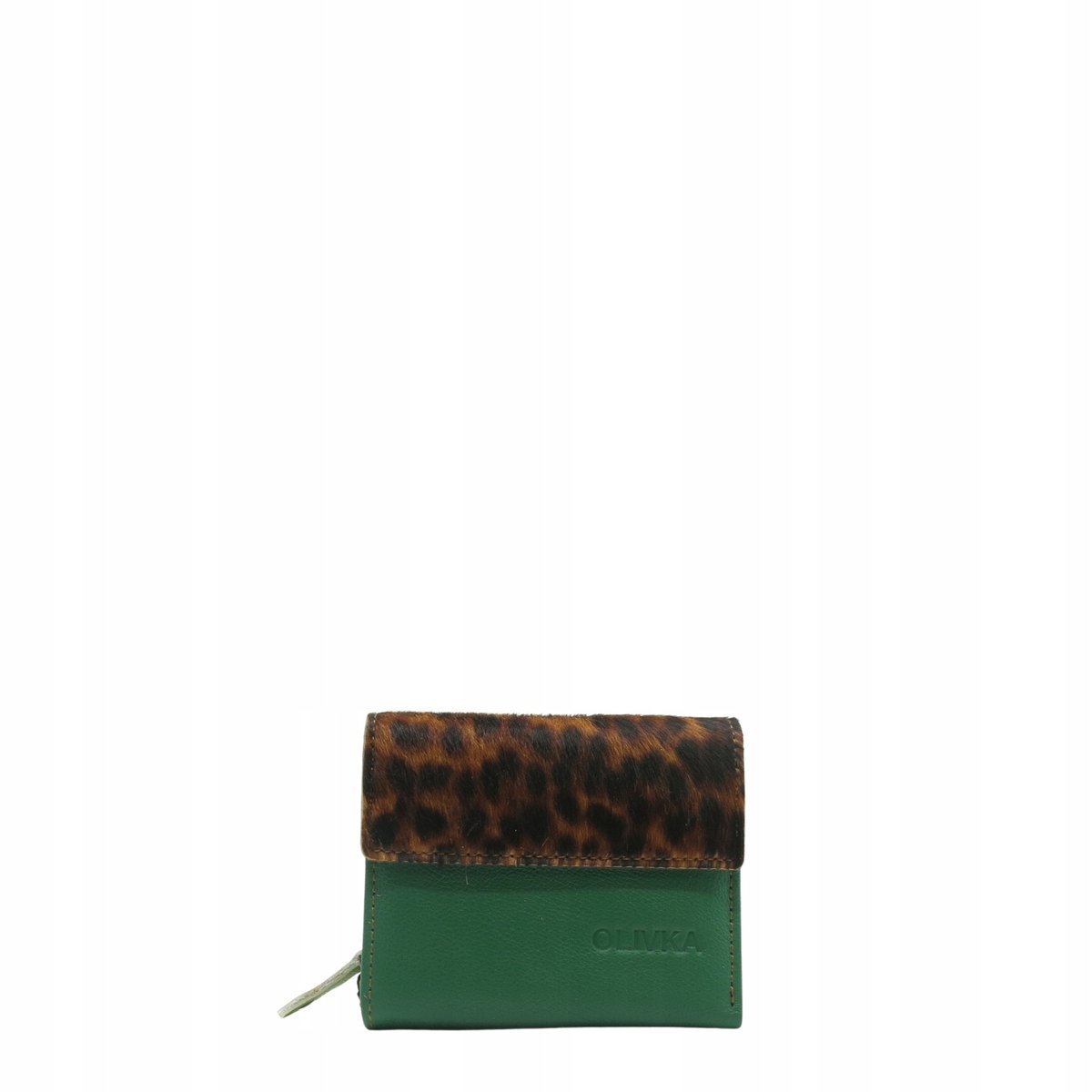 Portfel damski skórzany miejsce na bilon zdjęcie przegródki OLIVKA