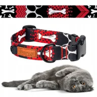 Obroże dla kotów - OBROŻA dla Kota Kotka z KLAMRĄ S/M 20 mm uKory 30-36 cm wzór w kosteczki - miniaturka - grafika 1