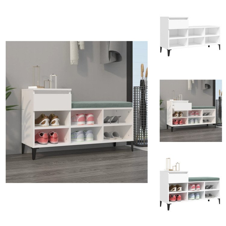 vidaXL Stojak na buty biały 102x36x60 cm materiał drewnopochodny - Stojaki i szafki na buty