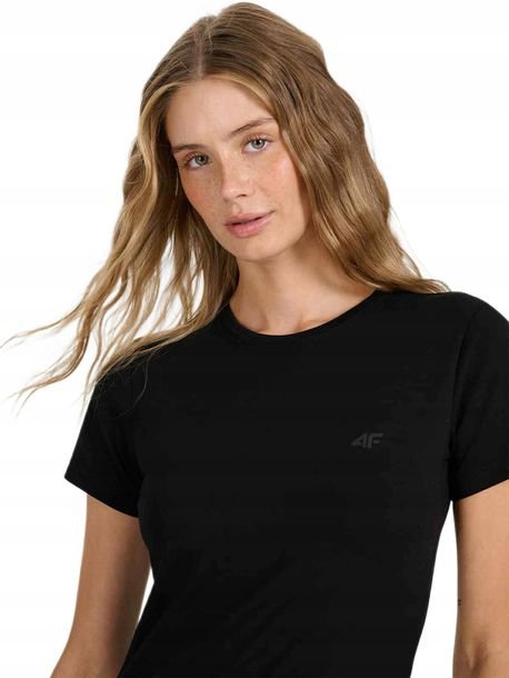 Koszulka Damska 4f Gładka Tshirt Bawełna Czarna Basic Shf2255 20s R. S