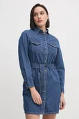 Sukienki - Pepe Jeans sukienka jeansowa REGULAR DENIM DRESS kolor niebieski mini prosta PL953581HX6 - miniaturka - grafika 1