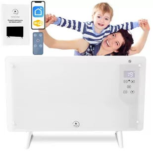 Grzejnik elektryczny konwektorowy 2000W szklany biały - Nagrzewnice - miniaturka - grafika 1