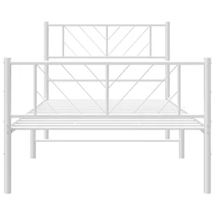 Metalowa rama łóżka z wezgłowiem i zanóżkiem, biała, 100x200 cm Lumarko! - Łóżka - miniaturka - grafika 6