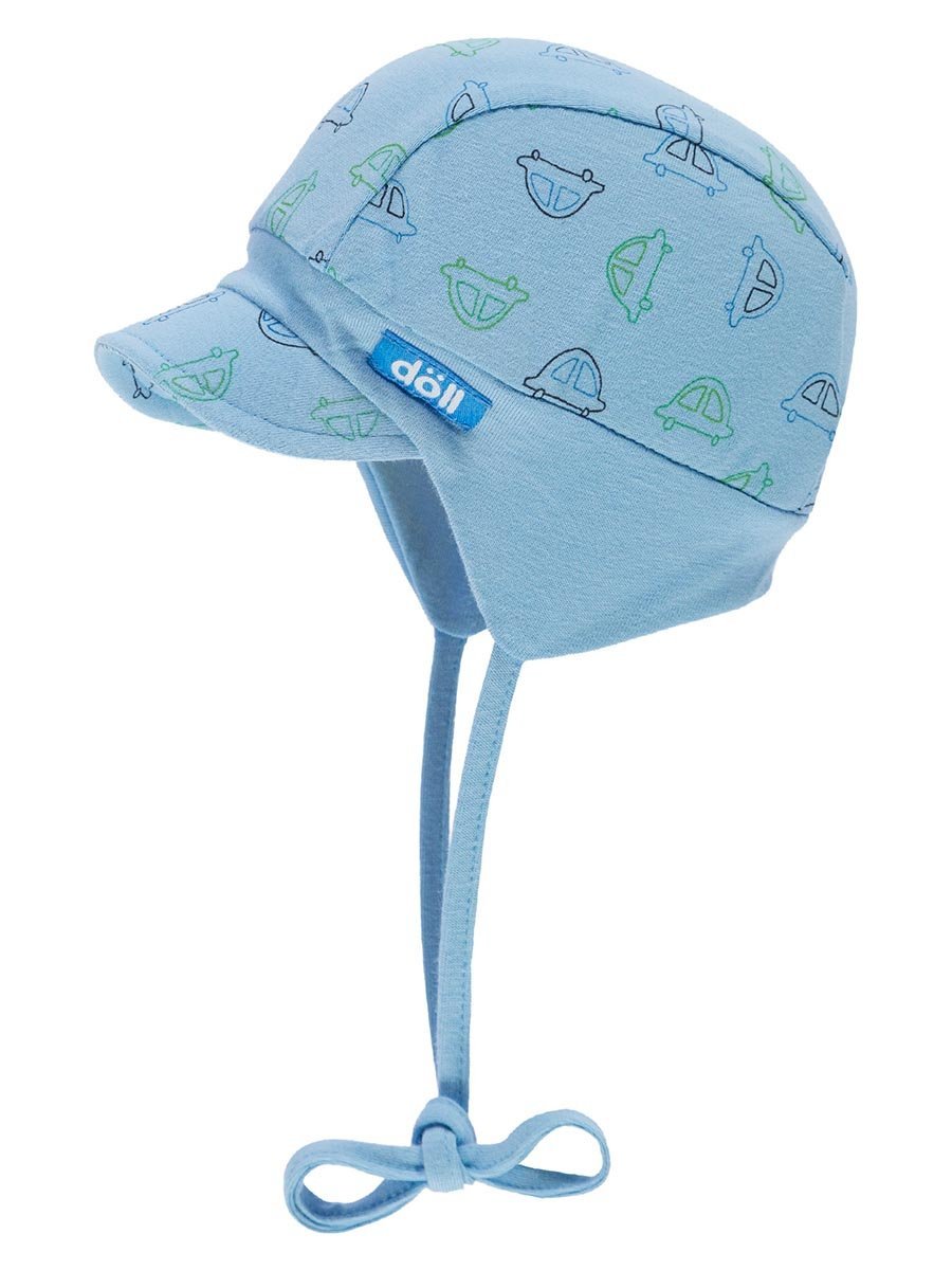 Niemowlęca czapka z daszkiem wiązana niebieska Doll