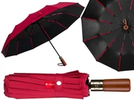 Parasole - Automatyczny składany duży czerwony parasol na słońce i deszcz filtr UV UPF 50+ PETERSON elegancka parasolka w pudełku prezentowym pokrowiec uchwyt .. - miniaturka - grafika 1