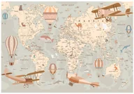 Fototapety - Fototapeta Dla Dzieci Chłopca Dziewczynki Mapa Świata Beżowa 416x254 cm Tapeta Dziecięca Na Flizelinie - miniaturka - grafika 1