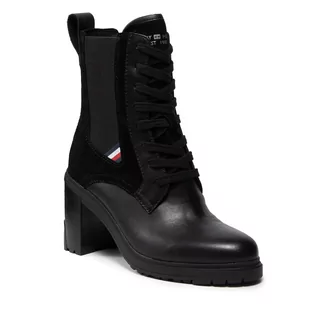 Botki damskie - Tommy Hilfiger Botki Th Outdoor Heel Lace Up Boot FW0FW05942 Black BDS - grafika 1