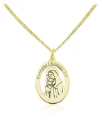 Biżuteria religijna - Srebrny naszyjnik - Medalik z Matką Boską - Pamiątka I Komunii Świętej - 24k złocenie - miniaturka - grafika 1