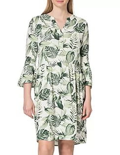 Sukienki - Timezone Damska sukienka w stylu boho z nadrukiem, Green White Philo Leaves, XL - grafika 1