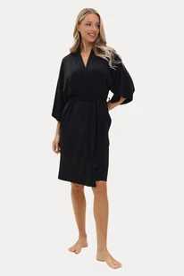 Damski bambusowy szlafrok BEATRICE L Czarny - Szlafroki damskie Damski bambusowy szlafrok BEATRICE L Czarny - Szlafroki damskie - miniaturka - grafika 1