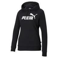 Bluzy damskie - Bluza z kapturem damska Puma ESSENTIAL LOGO TR czarna 58679101-XL - miniaturka - grafika 1