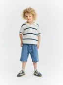 Bluzy i sweterki niemowlęce - Reserved - T-shirt polo w paski - złamana biel - miniaturka - grafika 1