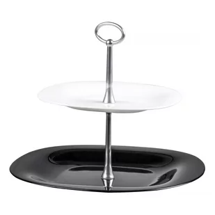 Patera dwupoziomowa Carine 28 cm biało-czarna LUMINARC - Tace i patery - miniaturka - grafika 1