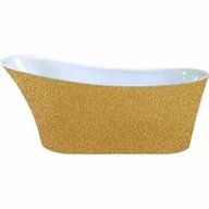 Wanny - Besco WAS-170-CZB CALIMA GLAM złota wanna wolnostojąca maskownica syfonu z przelewem biała 170 x 74 - miniaturka - grafika 1