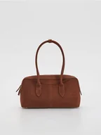 Torebki damskie - Reserved - Zamszowa torebka na ramię - brązowy - miniaturka - grafika 1
