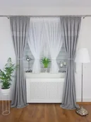 Firany - Krótka firana do salonu zdobiona koralikami, firanka z cyrkoniami - miniaturka - grafika 1