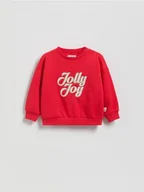 Bluzy dla dziewczynek - Reserved - Bluza ze świątecznym napisem - czerwony - miniaturka - grafika 1