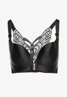 Biustonosze - Czarny Biustonosz z Ozdobnym Tyłem z Koronki i Zapięciem z Cyrkoniami Glissa - miniaturka - grafika 1