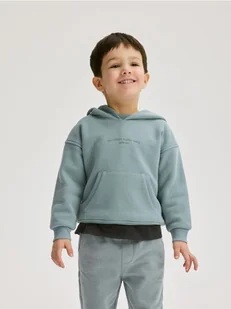 Reserved - Bawełniana bluza z kapturem - ciemny turkus - Bluzy i sweterki niemowlęce - miniaturka - grafika 1
