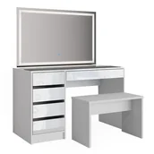 Toaletki - Vicco Stół jamający Sherry, Biały, 120 cm z lustrem LED i ławką - miniaturka - grafika 1
