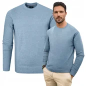 Swetry męskie - SWETER Męski Klasyczny Jednokolorowy Gładki Basic JEANSOWY XL Pako Jeans - miniaturka - grafika 1