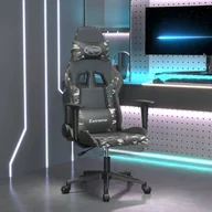 Fotele gamingowe - vidaXL Fotel gamingowy z podnóżkiem do masażu czarny kamuflaż ze sztucznej skóry - Fotel gamingowy - Fotele gamingowe - Fotel biurowy - Krzesło - miniaturka - grafika 1