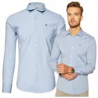 Koszule męskie - niebieska koszula meska elegancka koszula tommy hilfiger jeans slim niebieska koszula meska elegancka koszula tommy hilfiger jeans slim r.XL - miniaturka - grafika 1