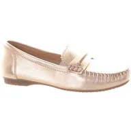 Mokasyny damskie - Marco Tozzi Skórzane Złote Mokasyny Damskie Buty 38 - miniaturka - grafika 1