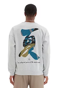 TRENDYOL Męska bluza - fioletowa - oversize, Szary, M - Bluzy męskie - miniaturka - grafika 1