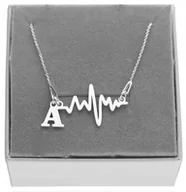 Naszyjniki - Srebrny naszyjnik linia życia puls litera LITERKA 50cm PUDEŁKO SREBRO 925 - miniaturka - grafika 1