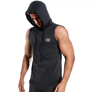 MEETWEE Męski tank top, koszulka sportowa z kapturem, bez rękawów, na siłownię, do biegania, treningu, szary, M - Koszulki męskie - miniaturka - grafika 1