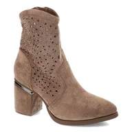 Botki damskie - Brązowe Botki S.Barski Stylowe Kowbojki Damskie - miniaturka - grafika 1